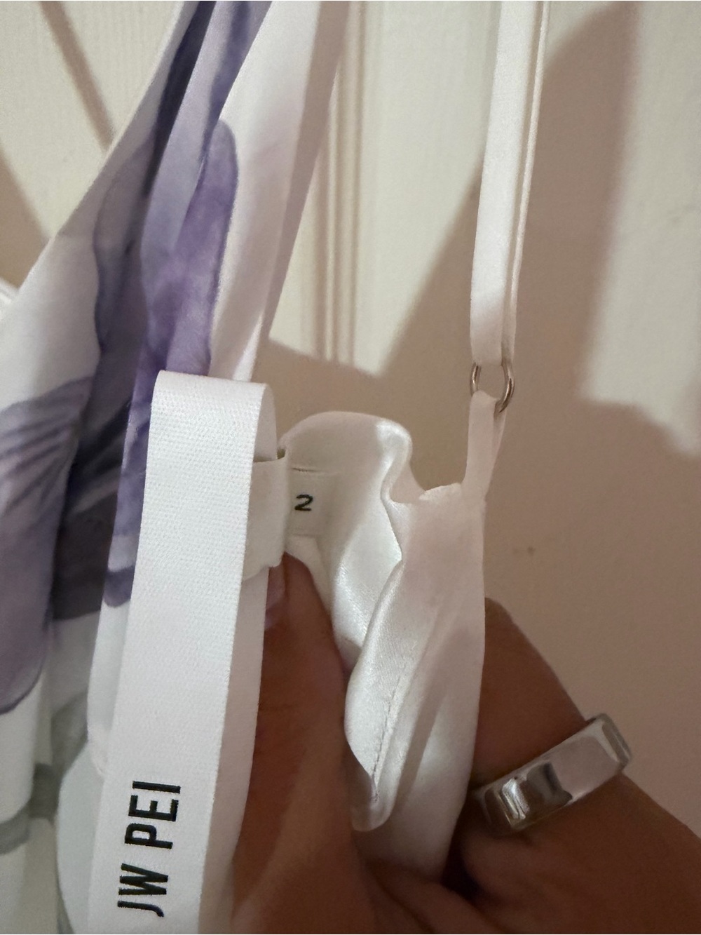 JW PEI Ivory Satin Slip Dress - Iris Print - Picture 6 of 7